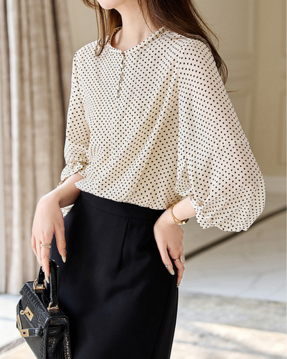 Elodie Light Dot Gather Blouse