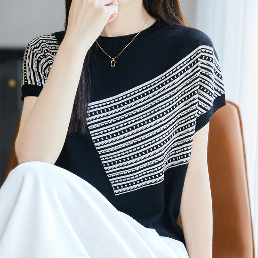 Amelie Soft Geo Stripe Knit Top