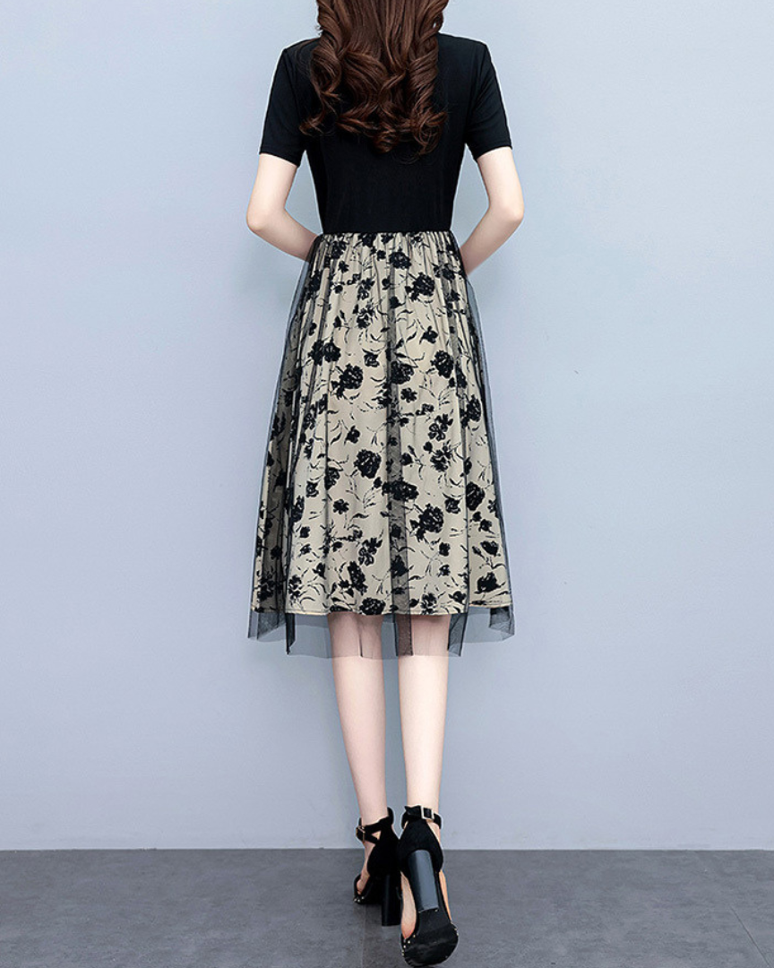 Mara Line Floral Mesh Dress
