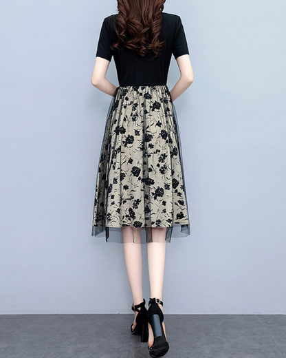 Mara Line Floral Mesh Dress