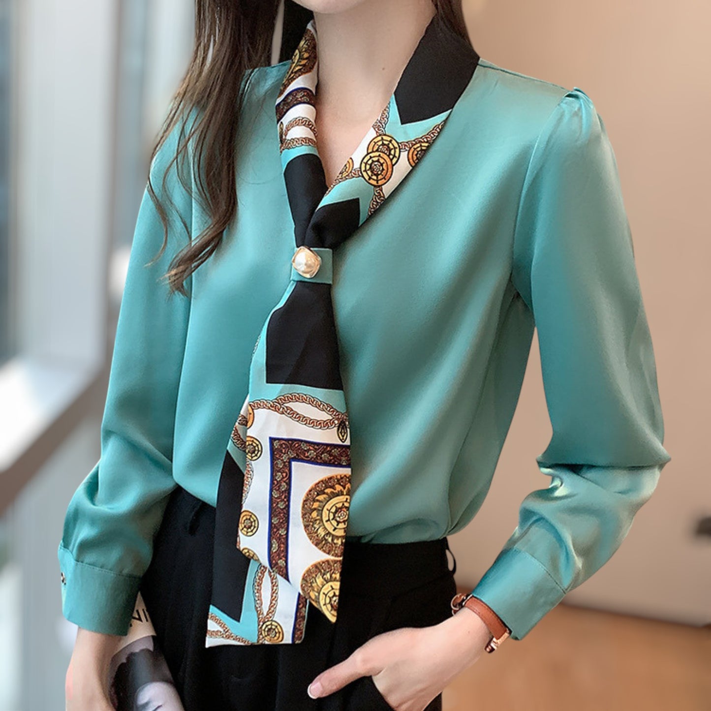 Isla Scarf Accent Blouse