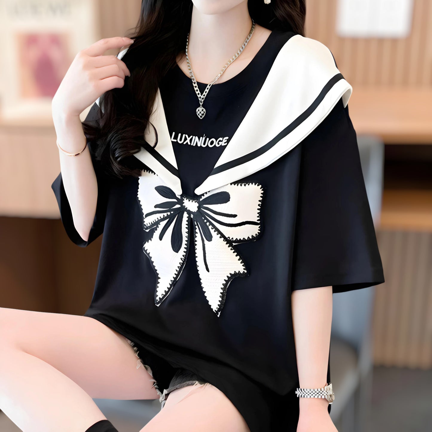 Sailor Bow Soft Cotton T-Shirt