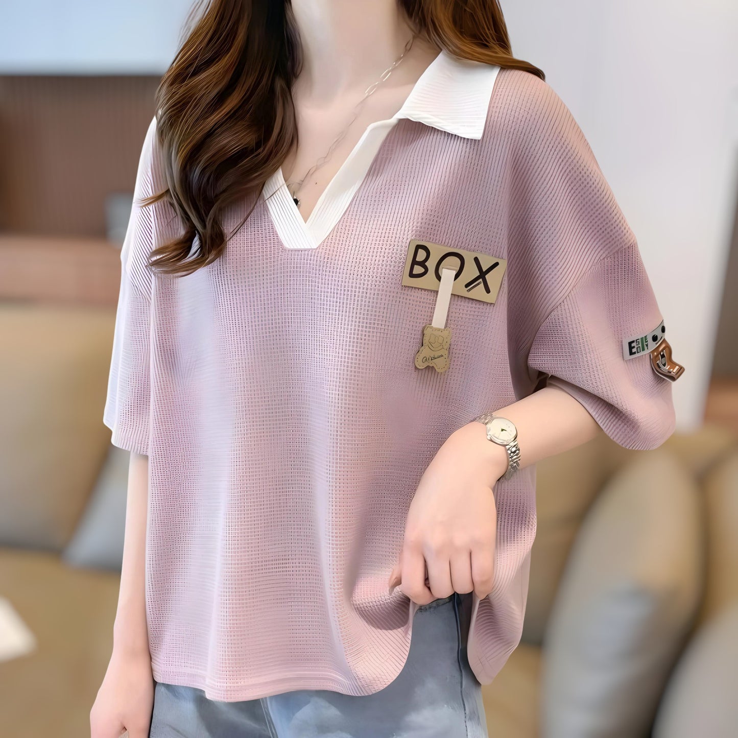 Eloise Soft Collar Mesh T-Shirt