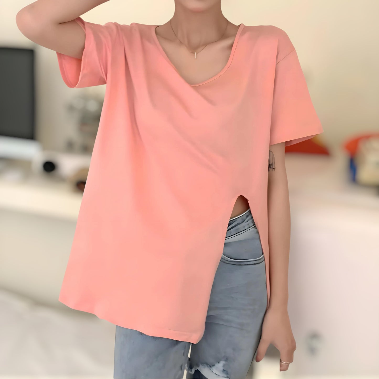 Elva Asym Side-Slit T-Shirt