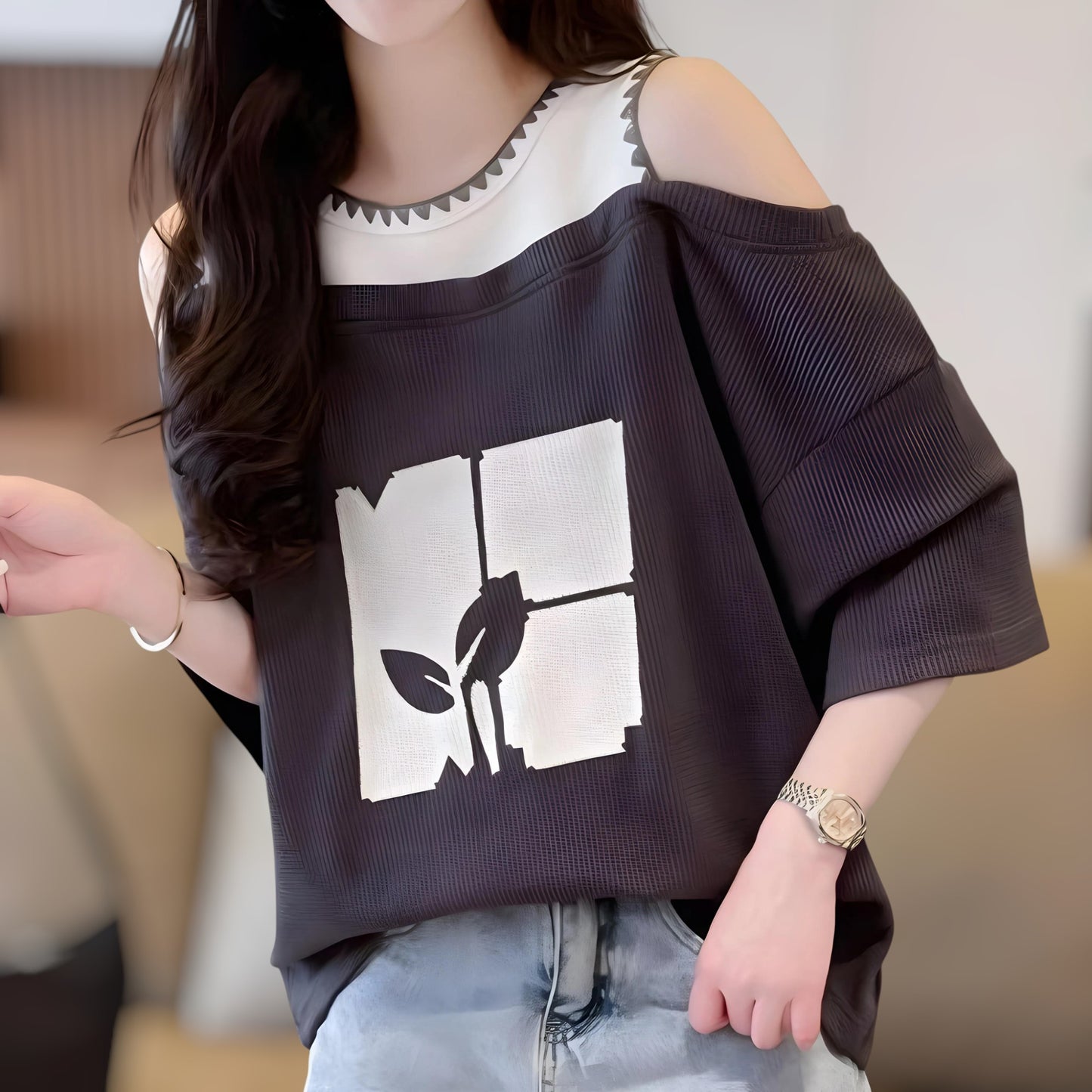 Wafflick Shoulder Short Sleeved T-Shirt