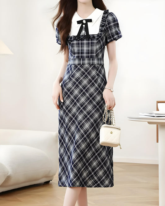 Livia Soft Check Pleat Dress