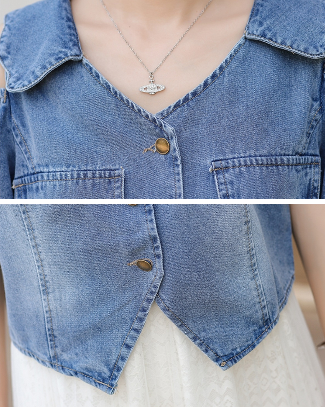 Vienna Soft Shoulder Denim Blouse