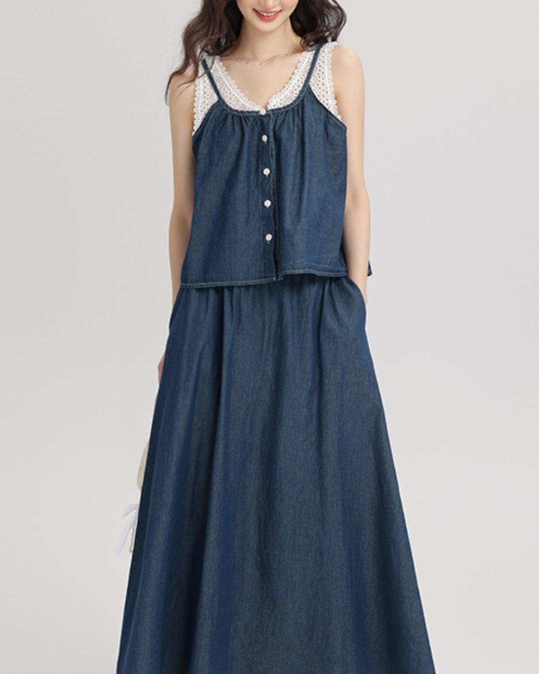 Azure Calm Denim Lace Set