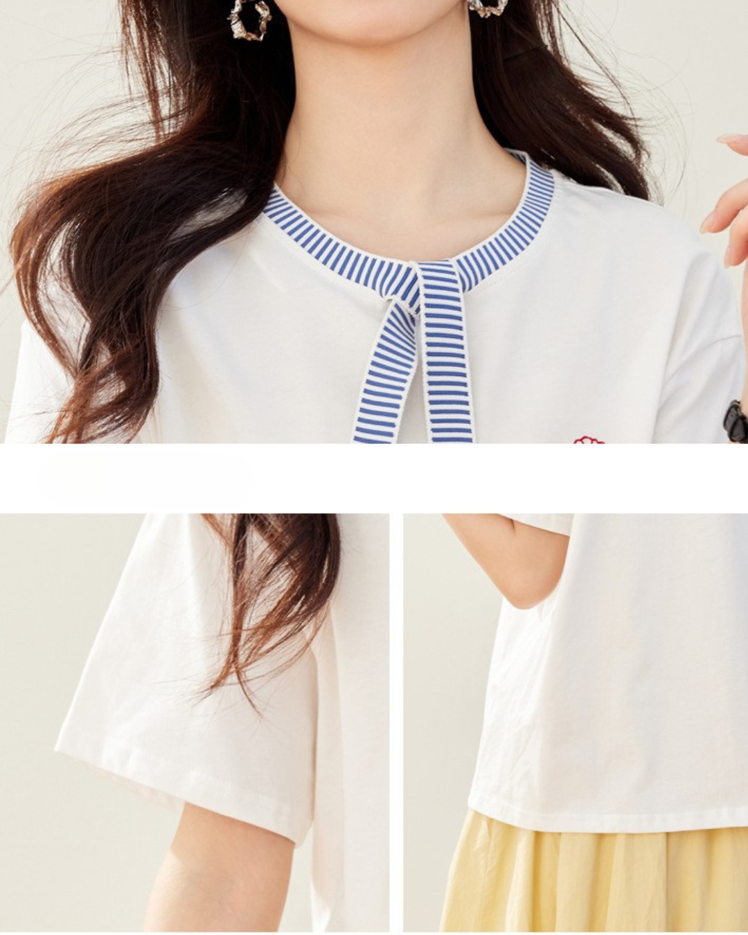Serena Tie Trim Cotton T-shirt