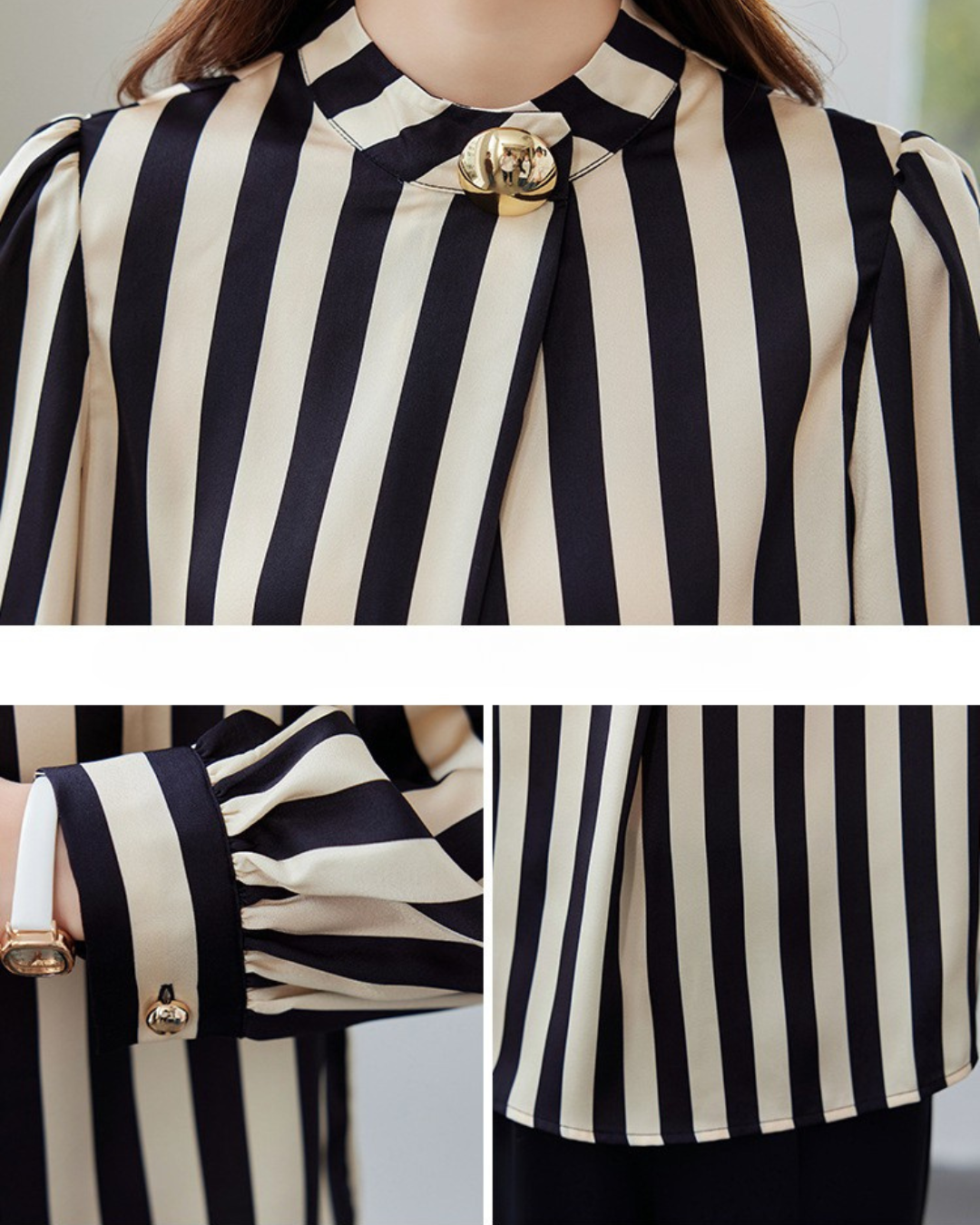 Clare Stripe Accent Blouse