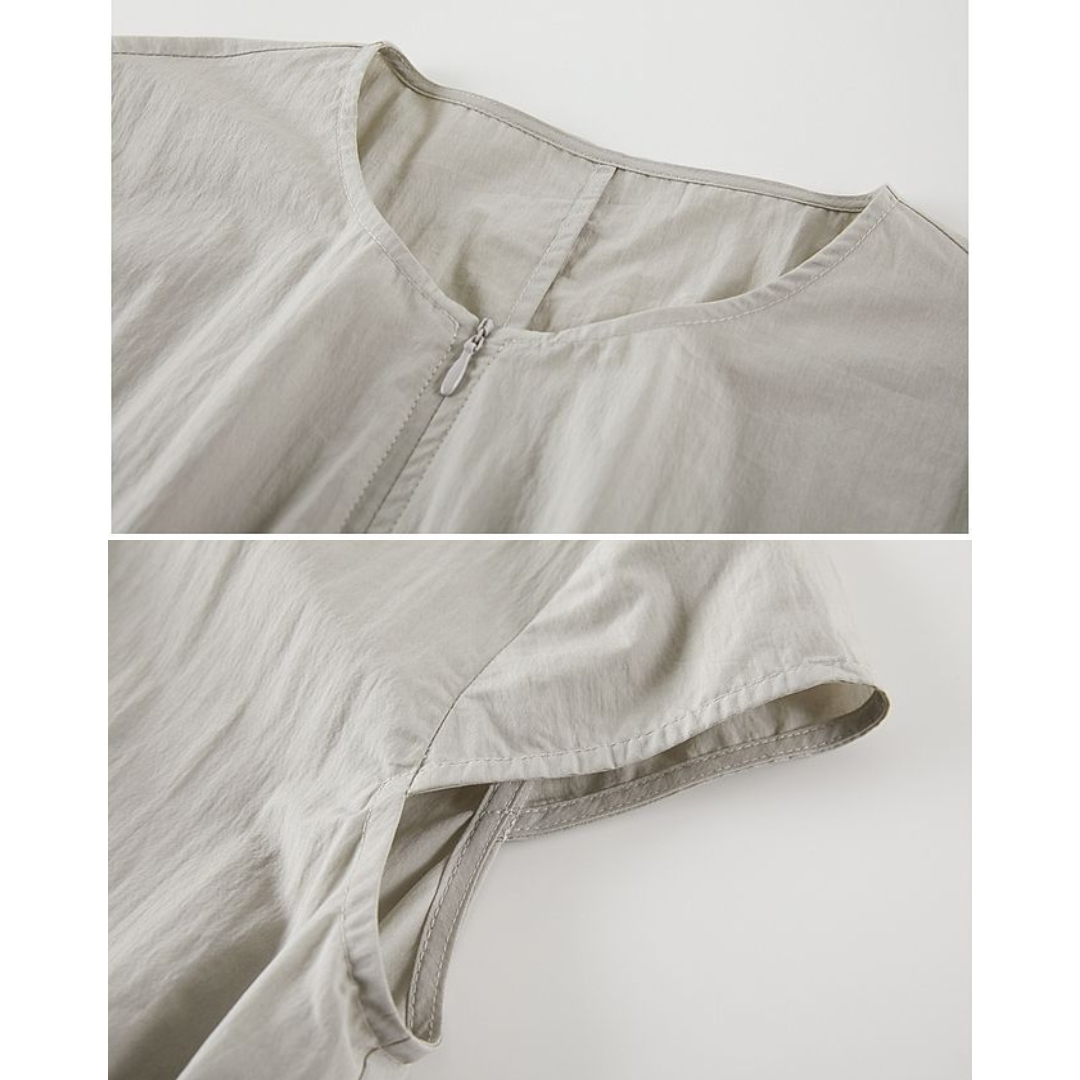 Mira Taupe Zip Belt Dress