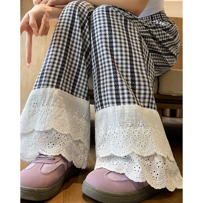 Tilda Gingham Lace Trim Pants