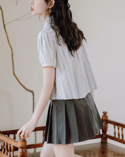 Mira Twist Stripe Collar Shirt