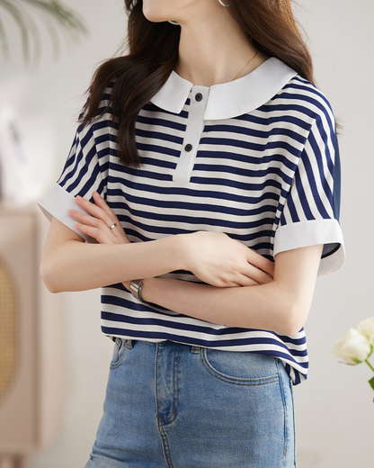 Marine Ease Stripe Collar Shirt