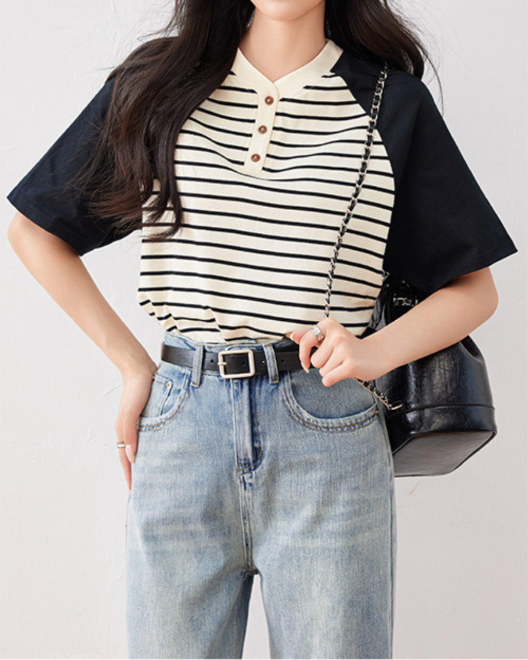 Nola Calm Stripe Contrast T-Shirt