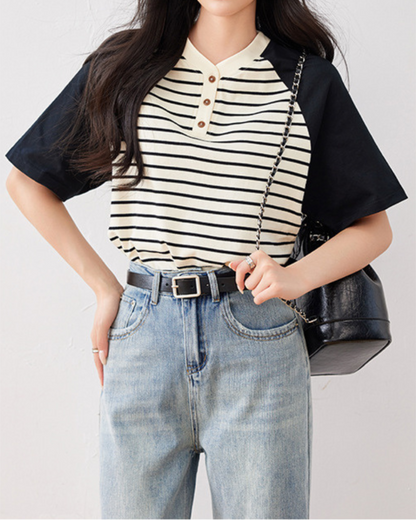 Nola Calm Stripe Contrast T-Shirt