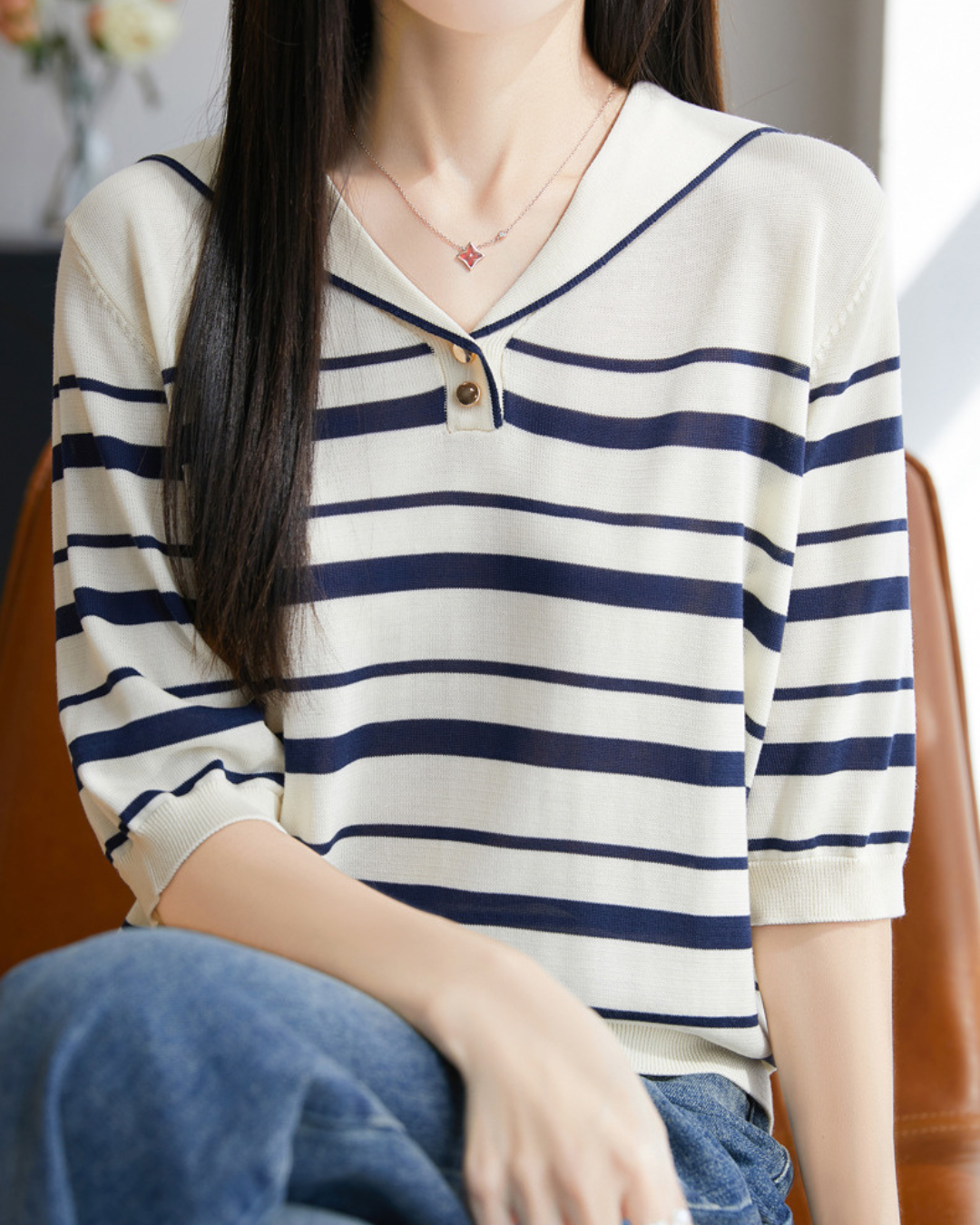Lina Soft Stripe Knit Top