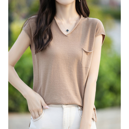 Mira Gentle V-Neck Pocket T-Shirt