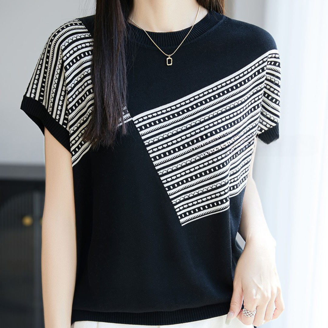 Amelie Soft Geo Stripe Knit Top