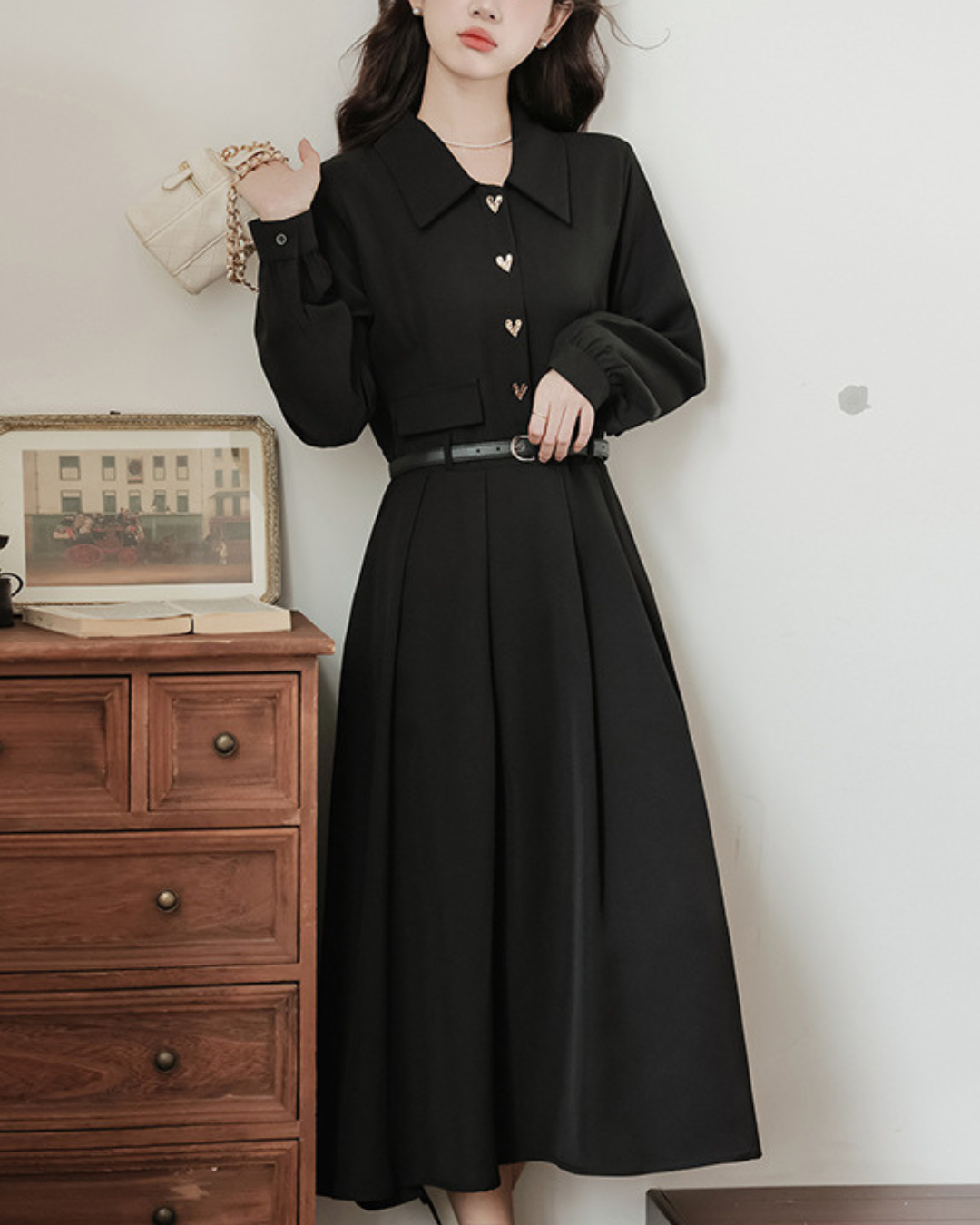 Adele Charm Pleat Midi Dress