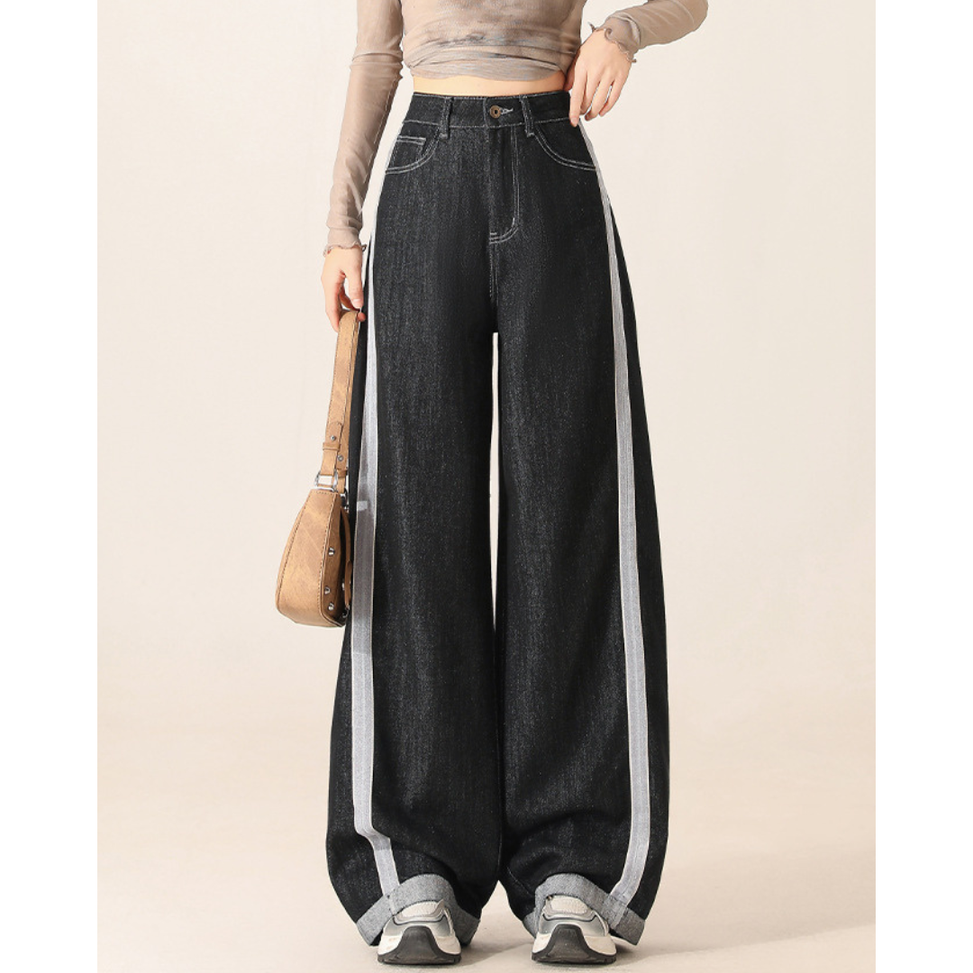 Freya Contrast Line Denim Trousers