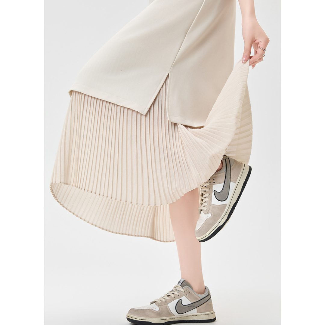 Mina Pleat Layer Midi Skirt