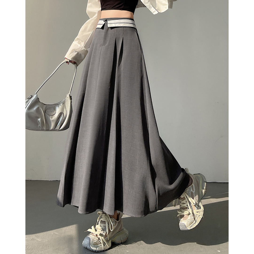 Faye Contrast Waist Flare Skirt