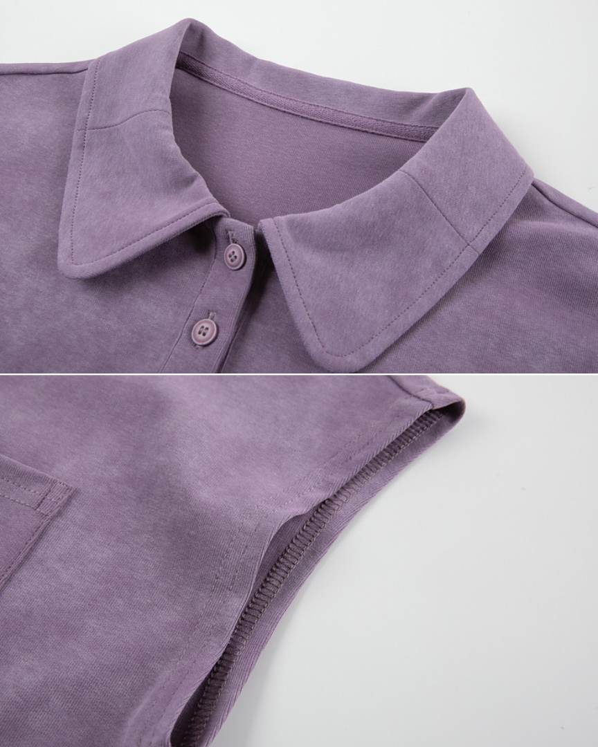Lina Washed Collar Cotton T-Shirt