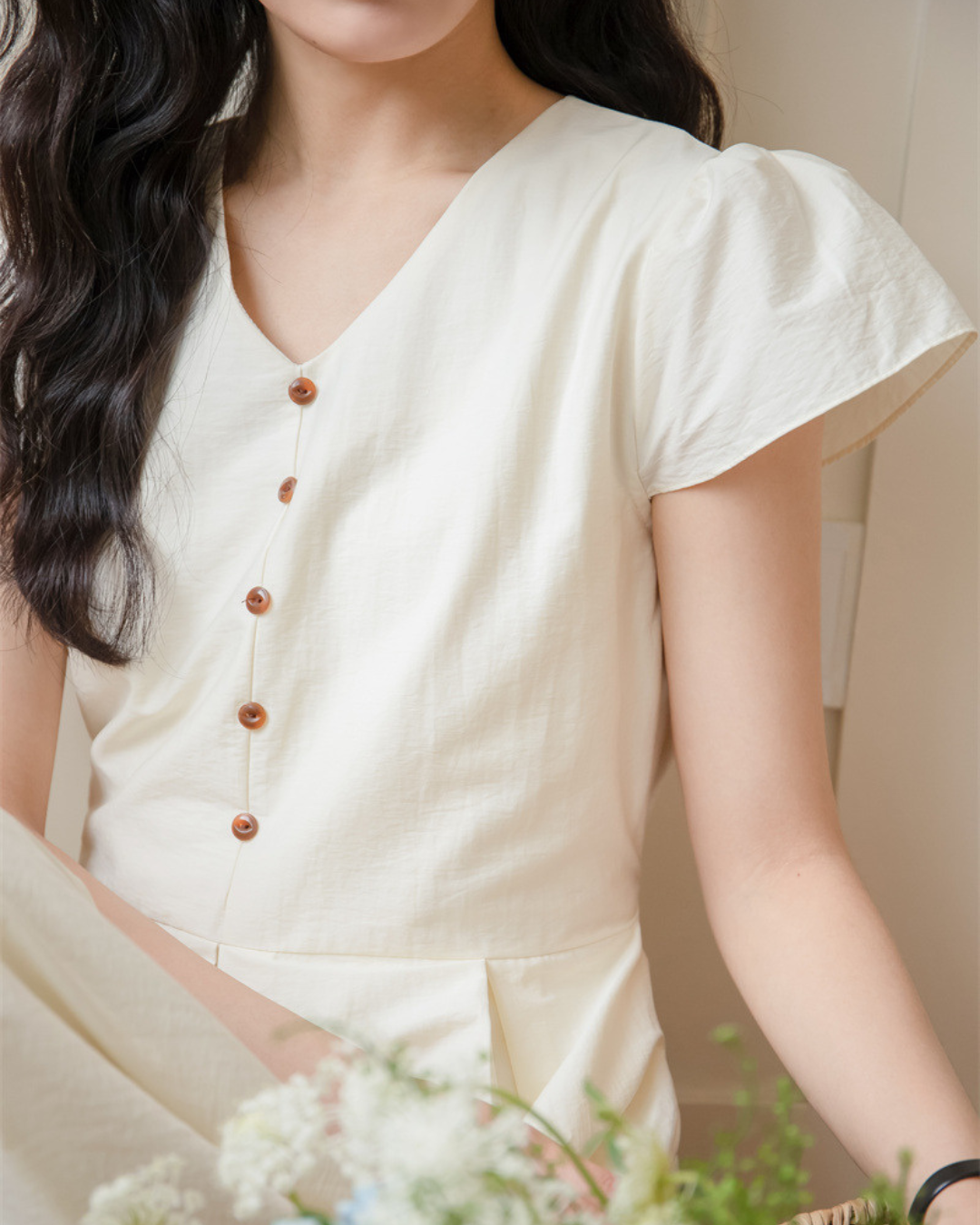Clara Light Button Midi Dress