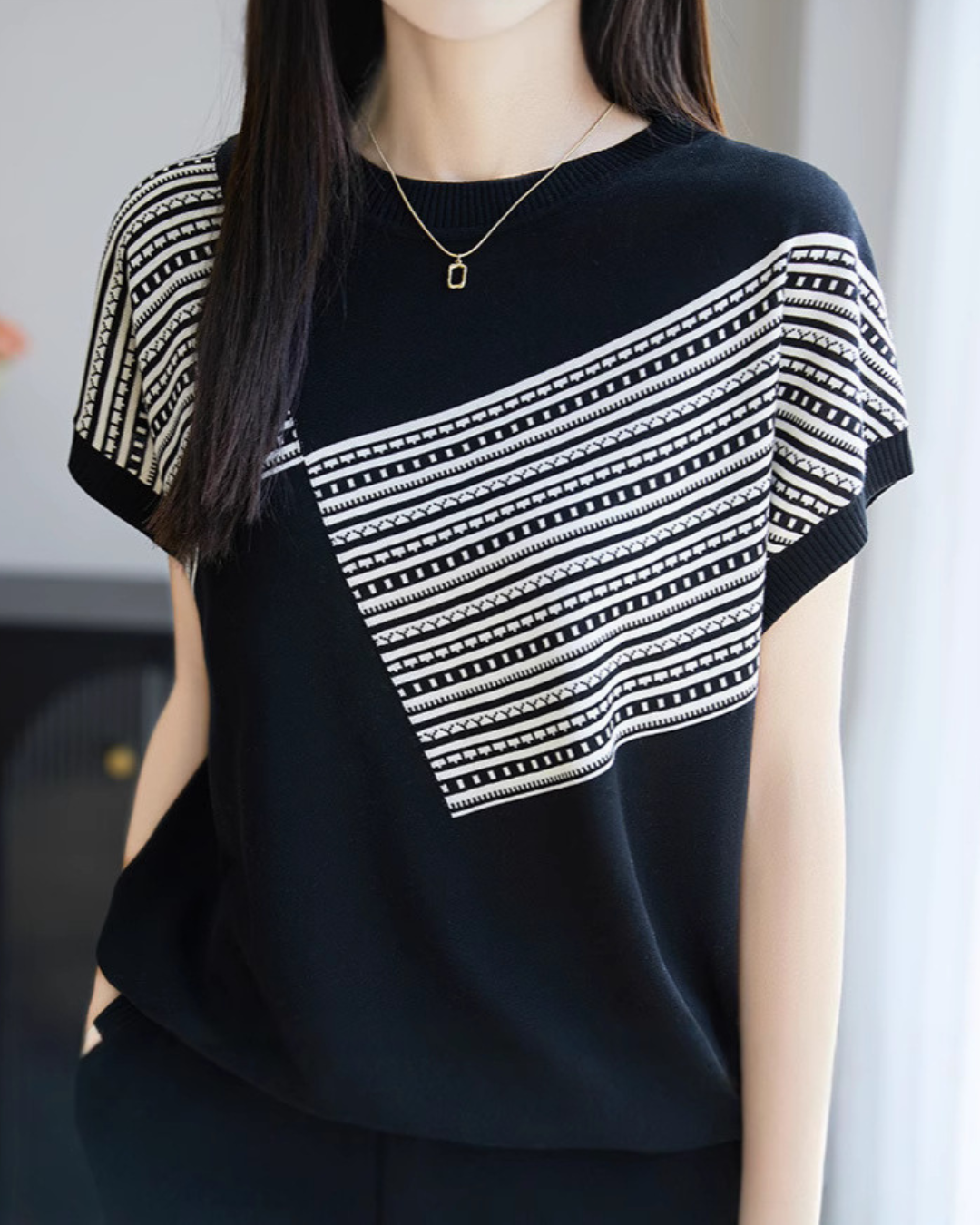 Amelie Soft Geo Stripe Knit Top