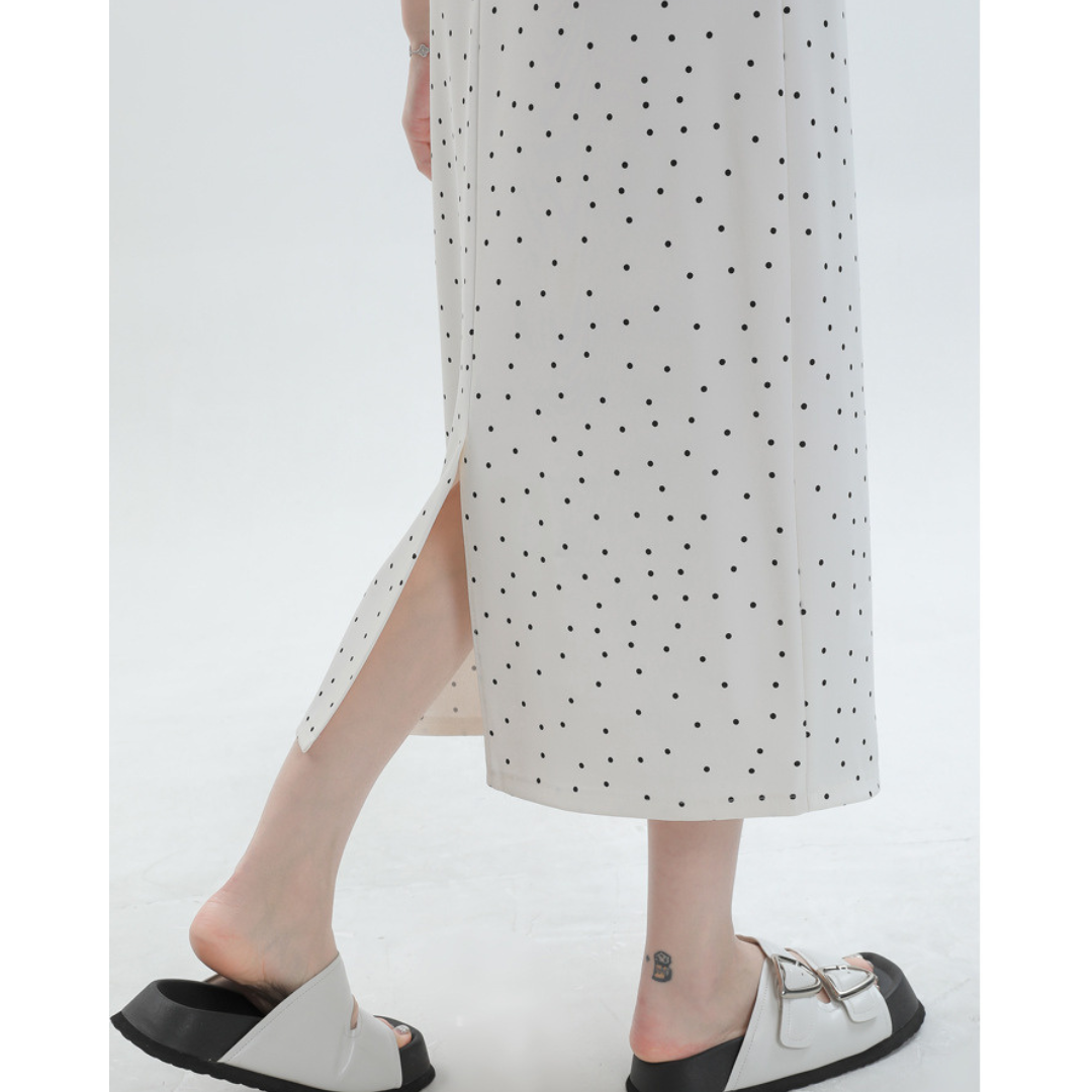 Eloise Dot Slit Midi Skirt