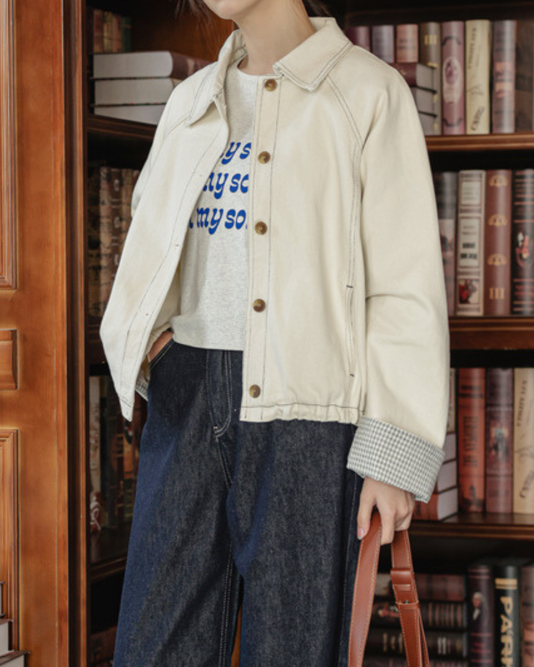 Clara Soft Check Cuff Denim Jacket