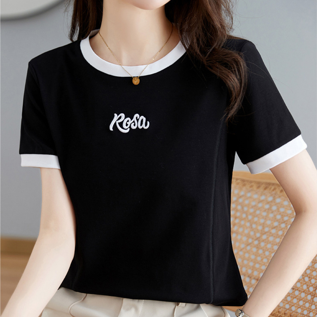Rosa Contrast Trim Cotton T-Shirt