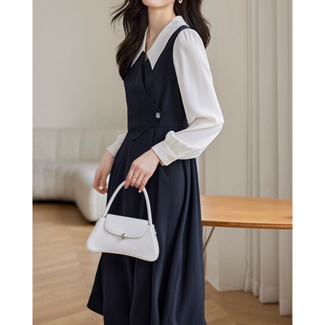 Mina Contrast Panel Midi Dress