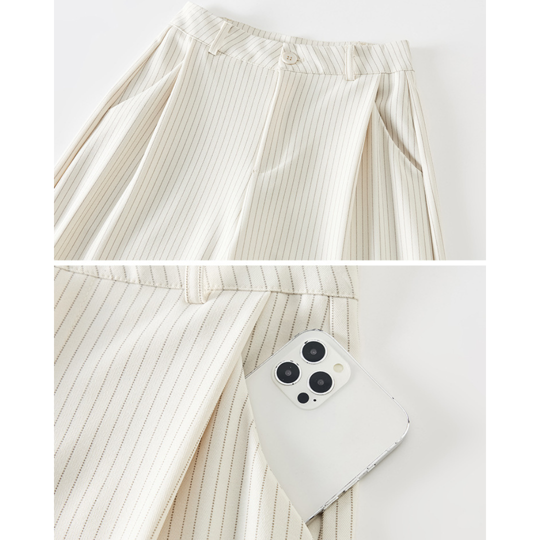 Amira Pinstripe Belted Trousers