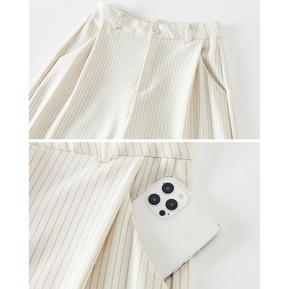 Amira Pinstripe Belted Trousers