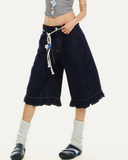Fiora Edge Ruffle Denim Shorts