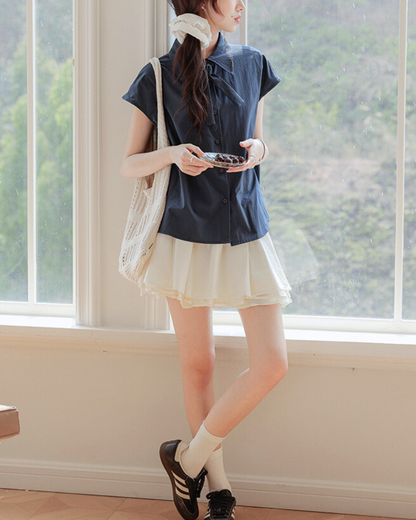 Rhea Soft Tie Collar Blouse