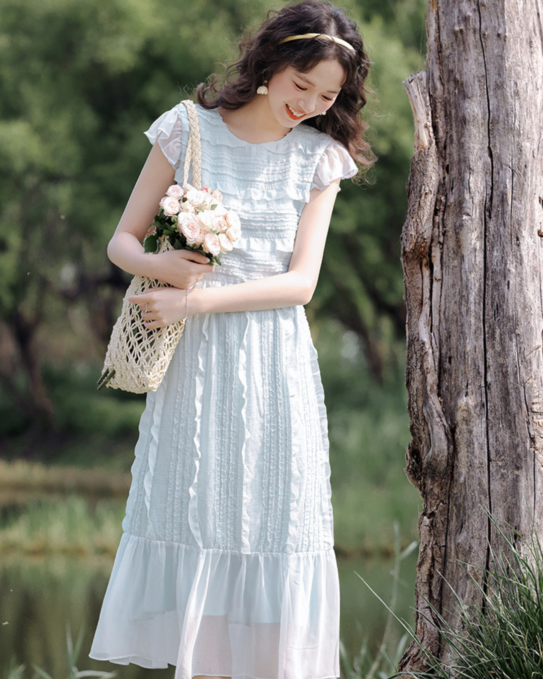 Elowen Breeze Ruffle Midi Dress