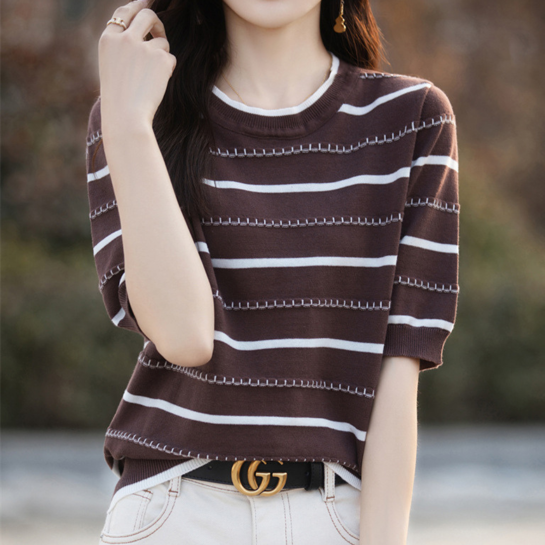 Celine Stitch Stripe Knit Top