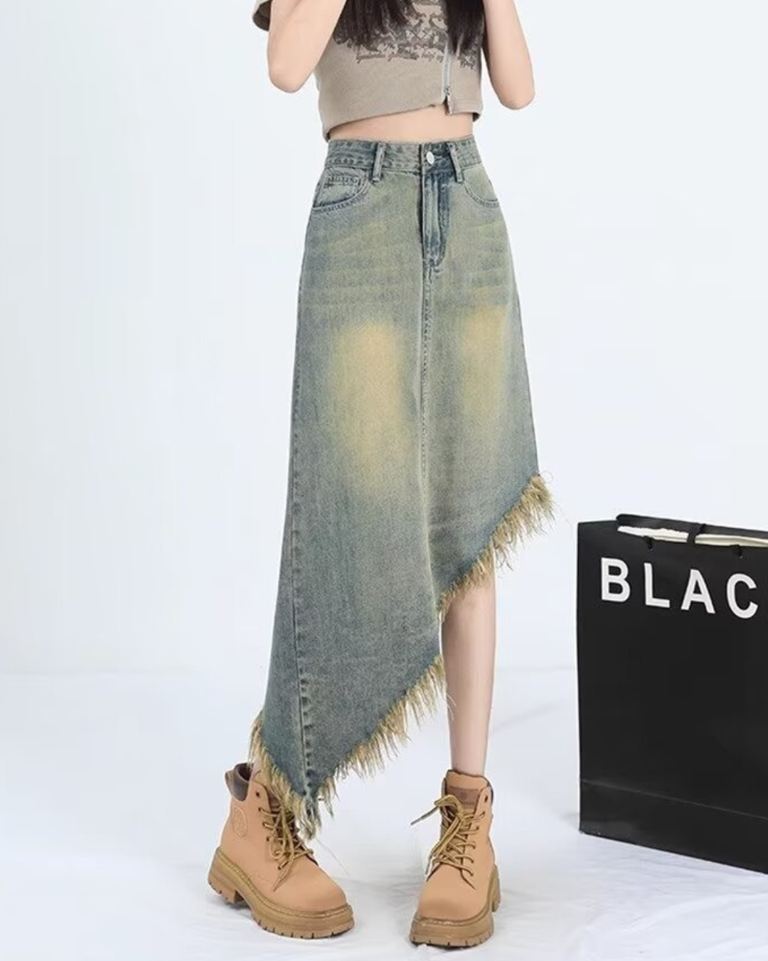 Arlo Fade Fringe Denim Skirt