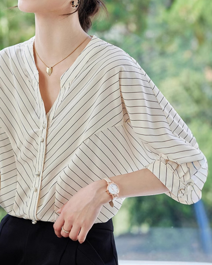 Elowen Stripe Soft Draped Blouse