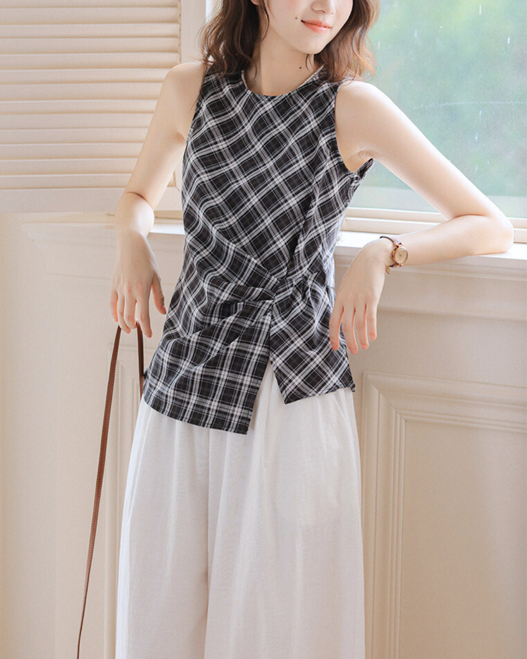 Maren Side Pleat Check Tank