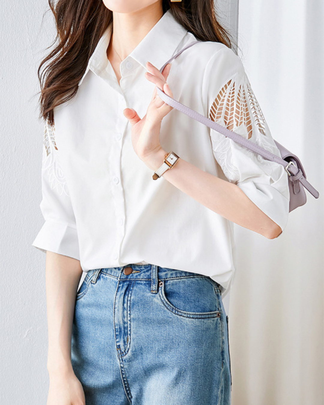 Isla Breeze Embroidered Sleeve Shirt