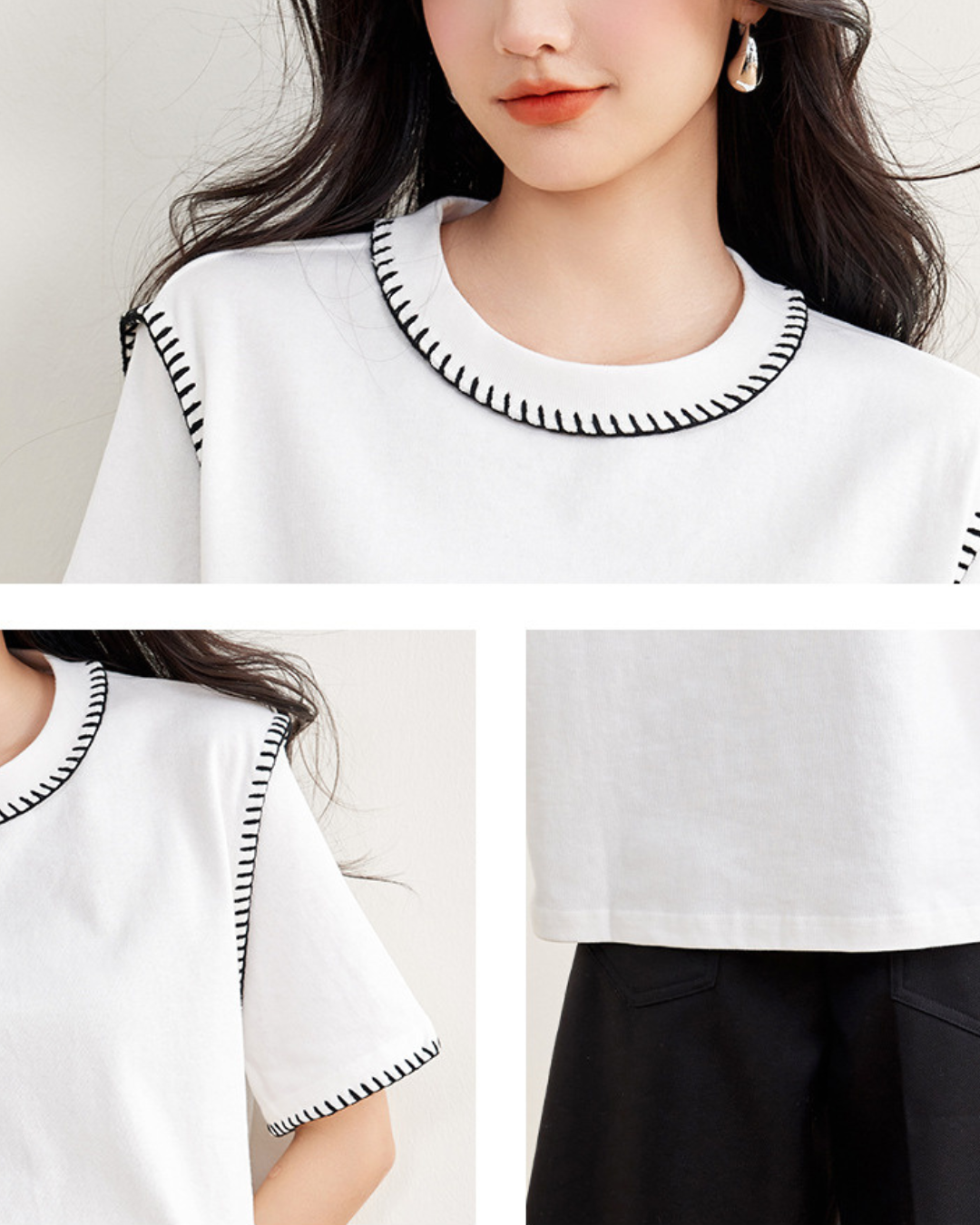 Livia Edge Stitch Cotton T-Shirt