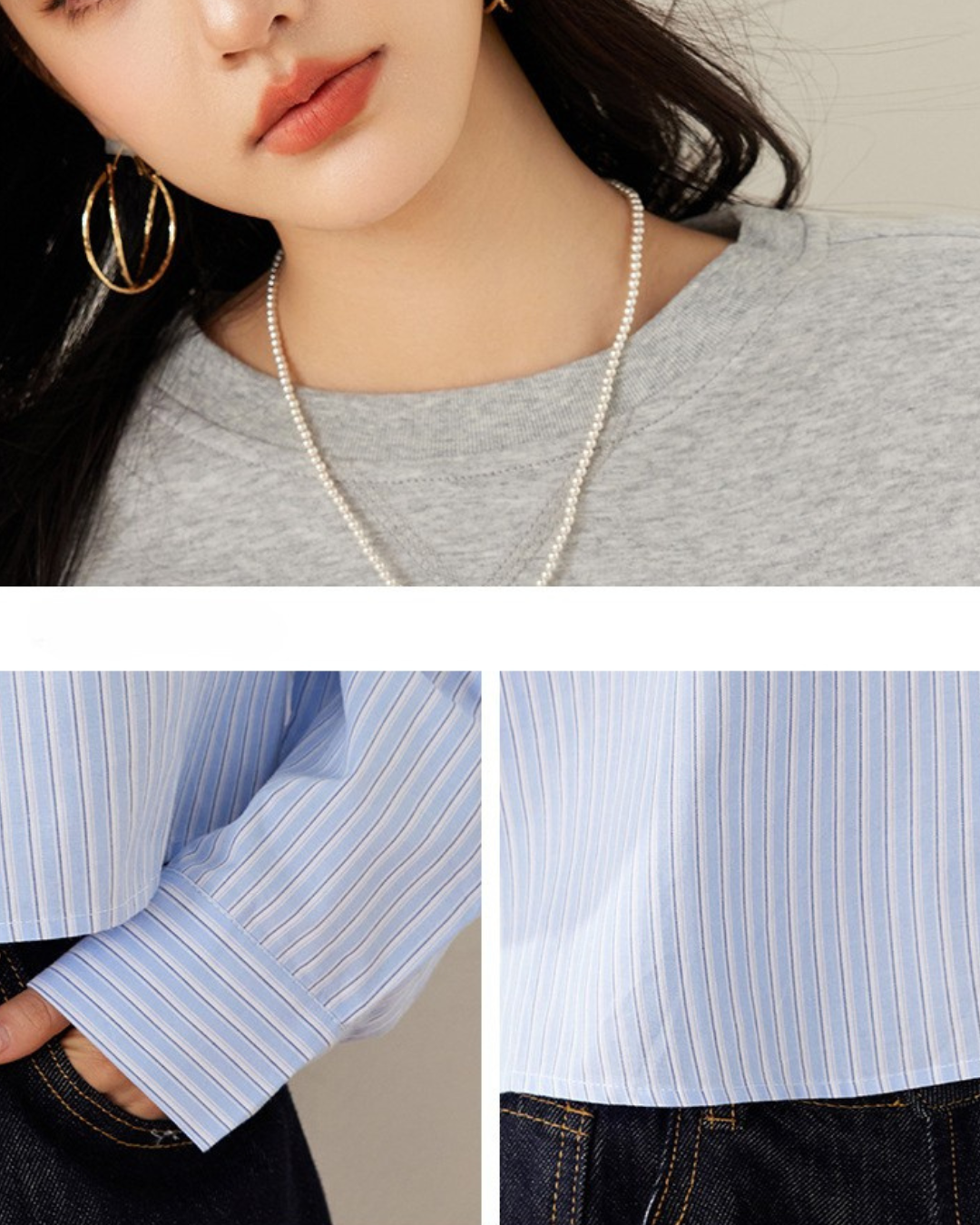 Elva Contrast Panel Cropped Shirt