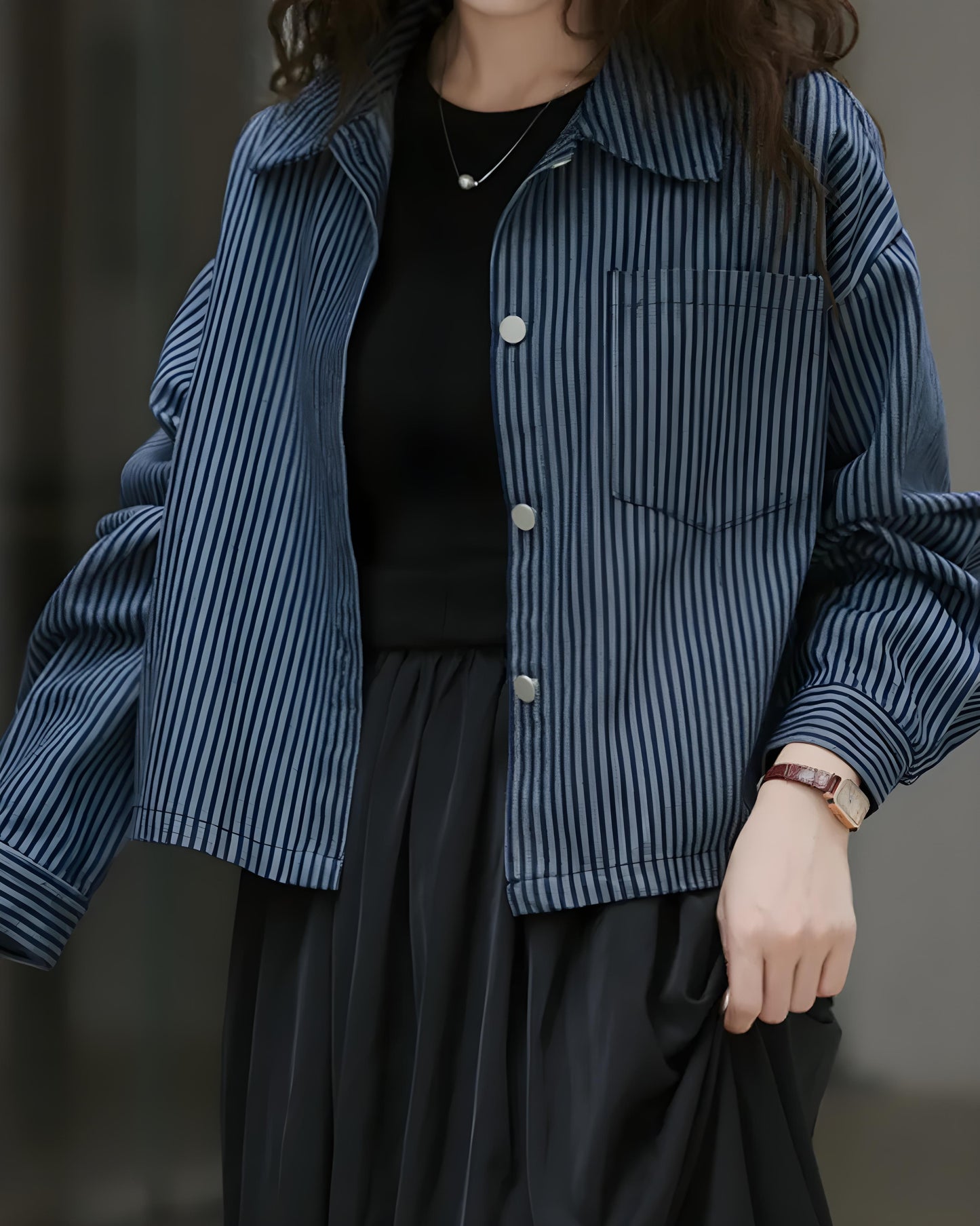 Lina Soft Stripe Denim Jacket
