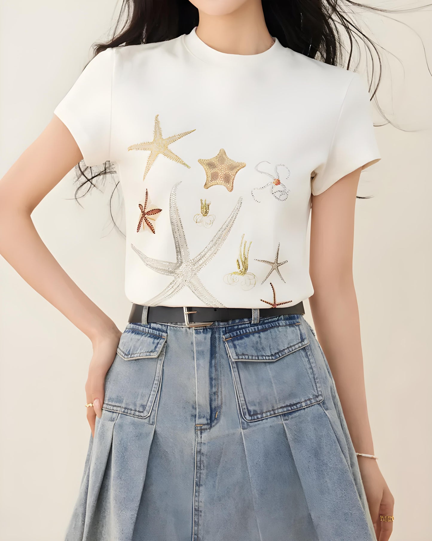 Mira Sea Breeze Embroidered T-Shirt