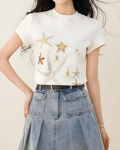 Mira Sea Breeze Embroidered T-Shirt