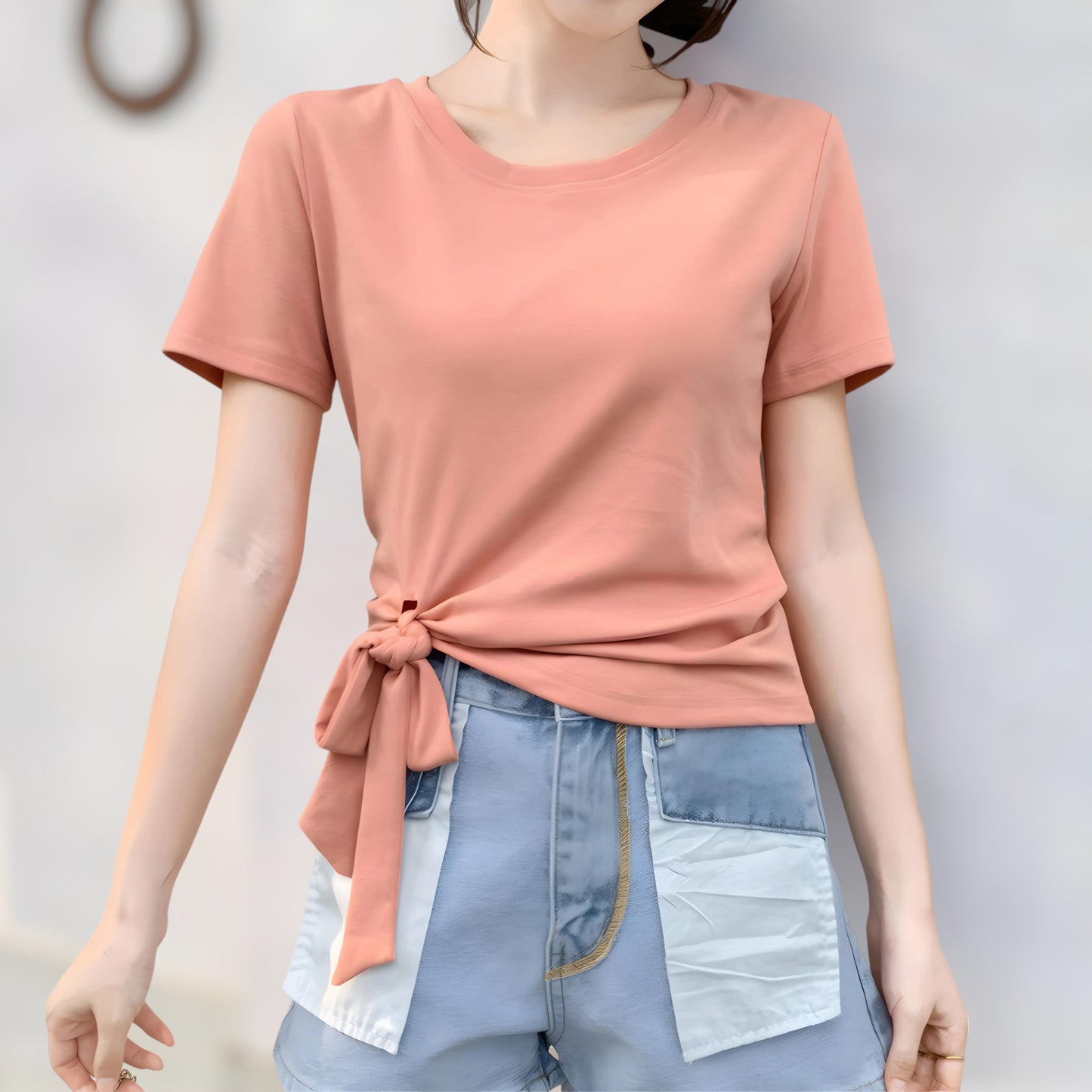 Serene Bow Side Cotton T-Shirt